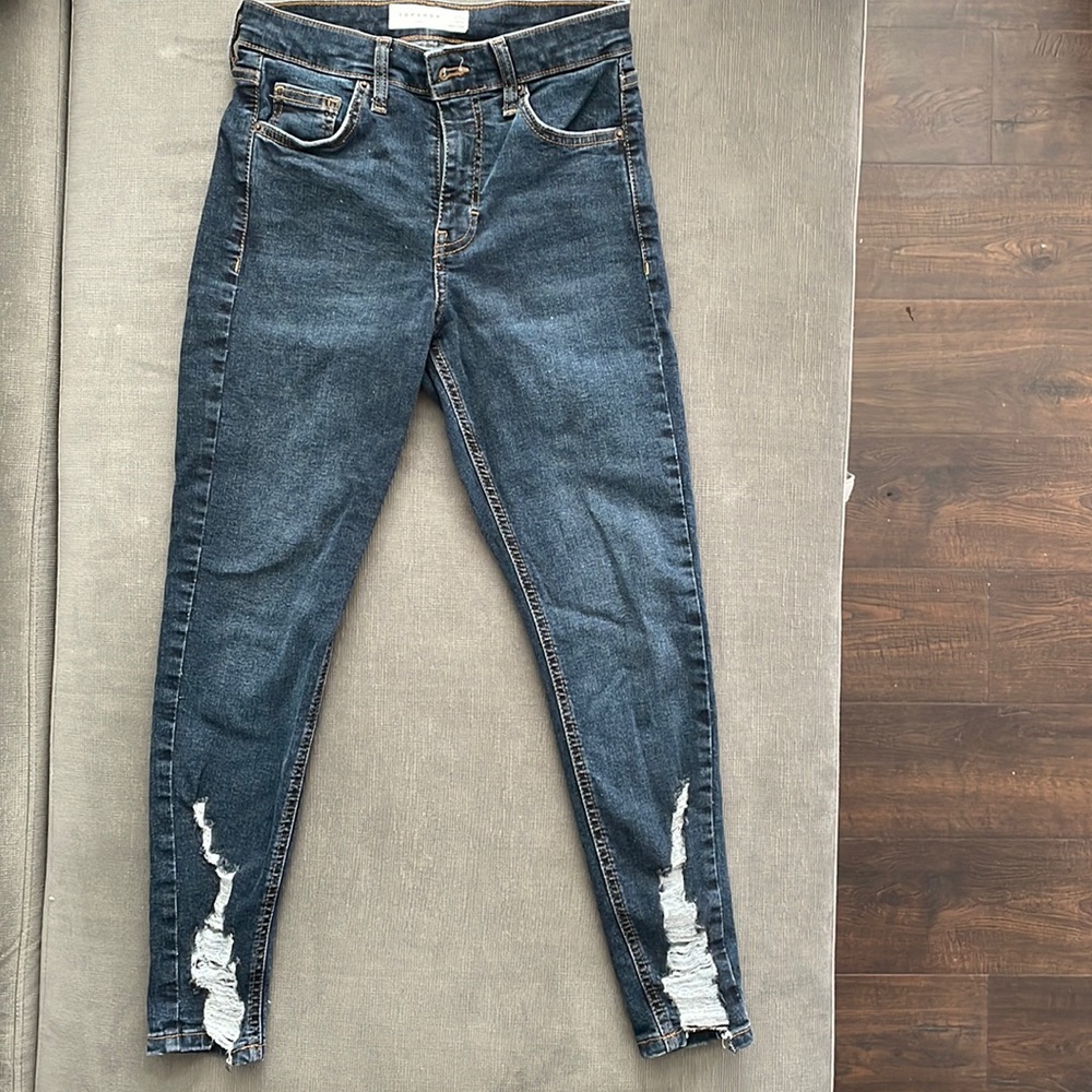 Topshop Jamie High Waist Ripped Hemmed Petite Jeans